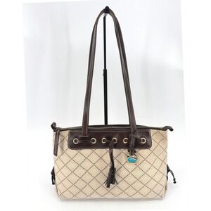 Dooney & Bourke Y2K Vintage Shoulder Bag Beige Classic Diamond Stitch Monogram
